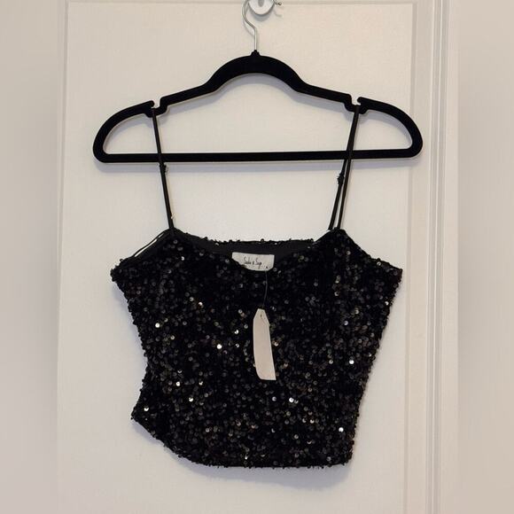 Sadie & Sage Tops - Sadie & Sage Black Sequin Camisole